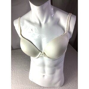 Lily Of France Lace Lined Underwire Push-Up Bra*38C *White*Sexy*Lady*Sissy*EUC